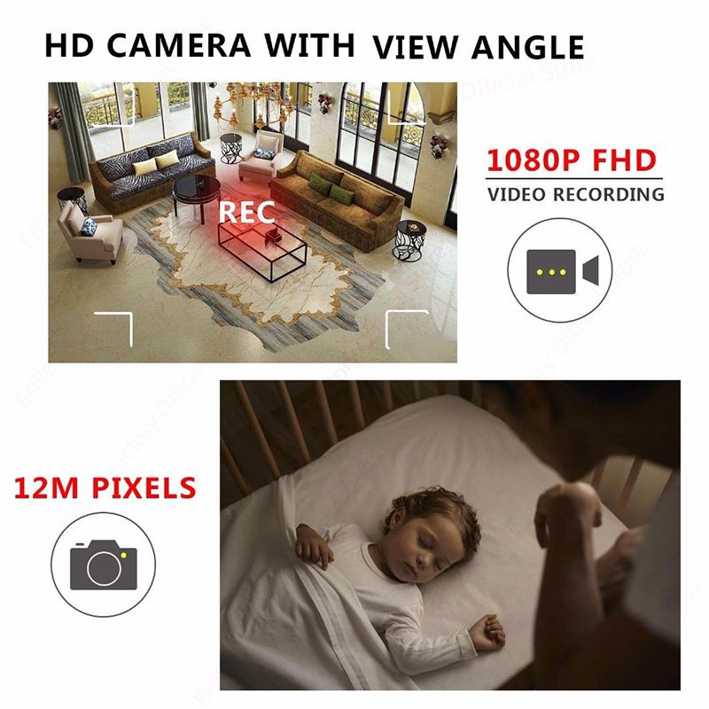 Mini telecamera di sicurezza domestica intelligente 1080P HD più piccola, videocamere IR-CUT con visione notturna, microcamera DV con rilevamento del movimento._voghion.com