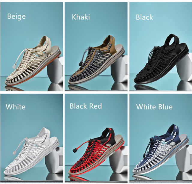 Zomer Heren Sandalen Mode Handgemaakt Weefontwerp Strand Ademend Casual Plat Buiten Koppels Maat_voghion.com