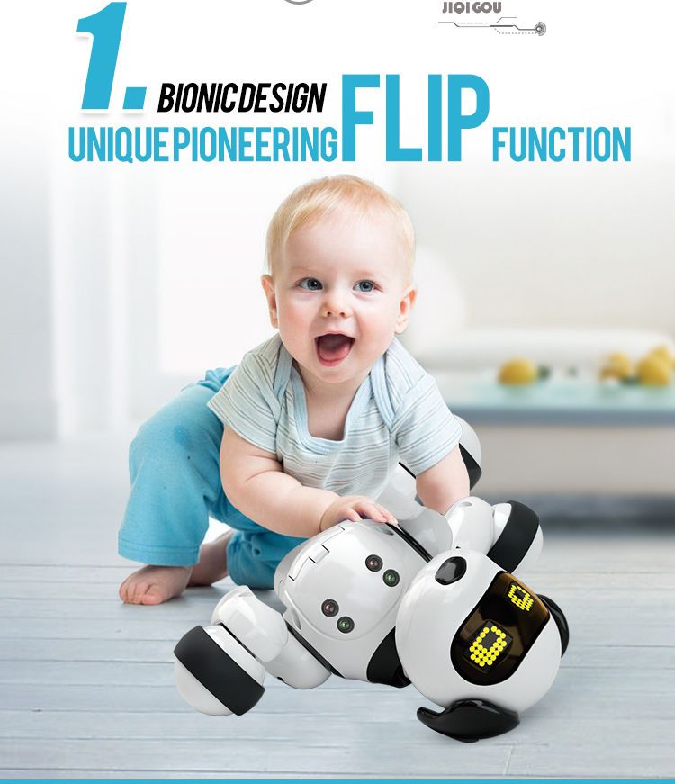 Kanner Roboter elektresch Hausdéier intelligent Fernbedienung Induktiounsprogramméierung Hond Puzzel fréi Erzéiungsspiller_voghion.com