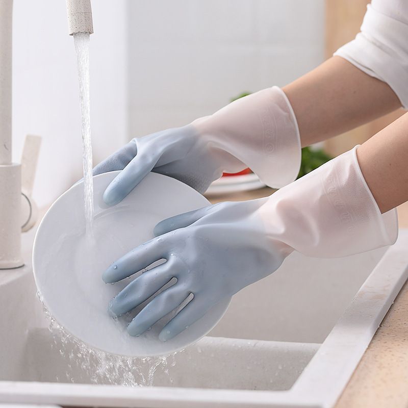 Kitchen Dishwashing Gradual Change Color Glue Household Housekeeping Cleaning Gloves Rubber_voghion.com