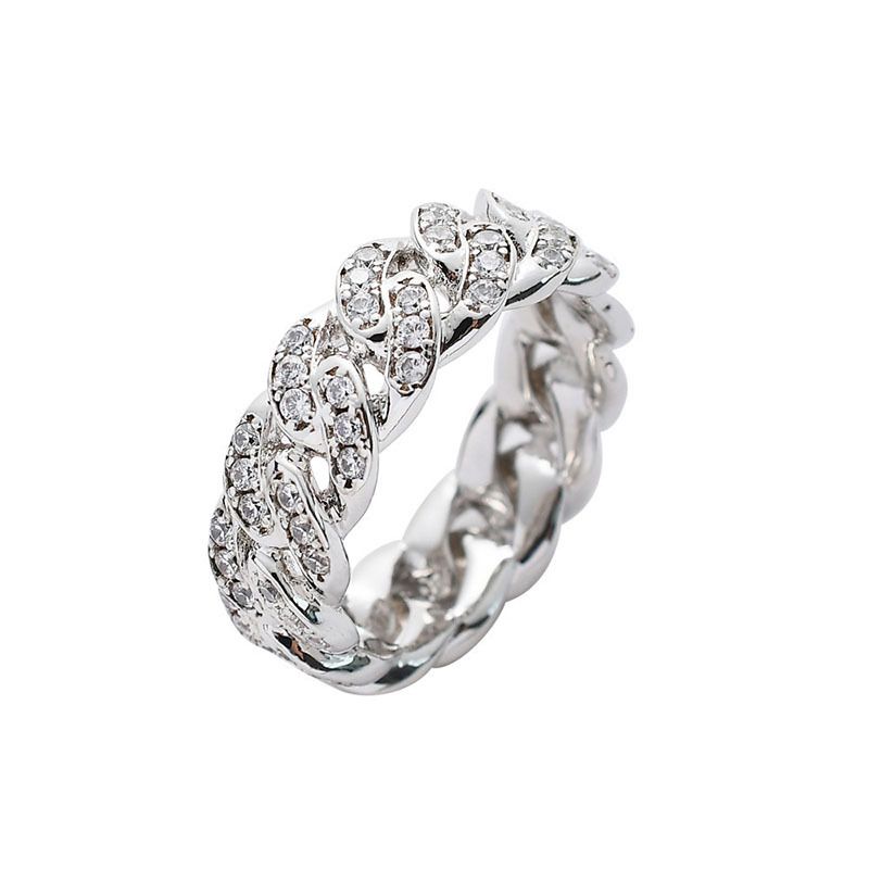 Anello con catena cubana dal vivo punk hip-hop con diamanti intarsiati_voghion.com