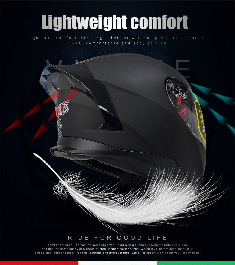 Casque de moto électrique hommes et femmes grande queue double miroir casque intégral DOT_voghion.com