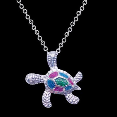 Nieuwe schildpadhangerketting, schattige, prachtige blauwe hanger_voghion.com