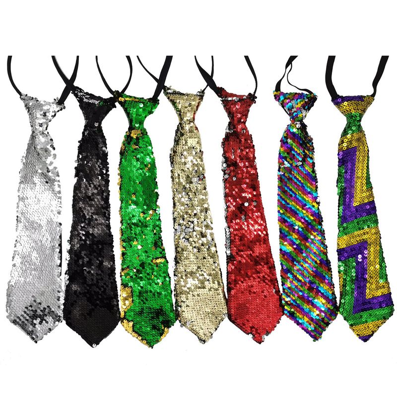 Cravatta reversibile con paillettes e perline, bicolore, glitterata, tendenza per performance sul palco_voghion.com