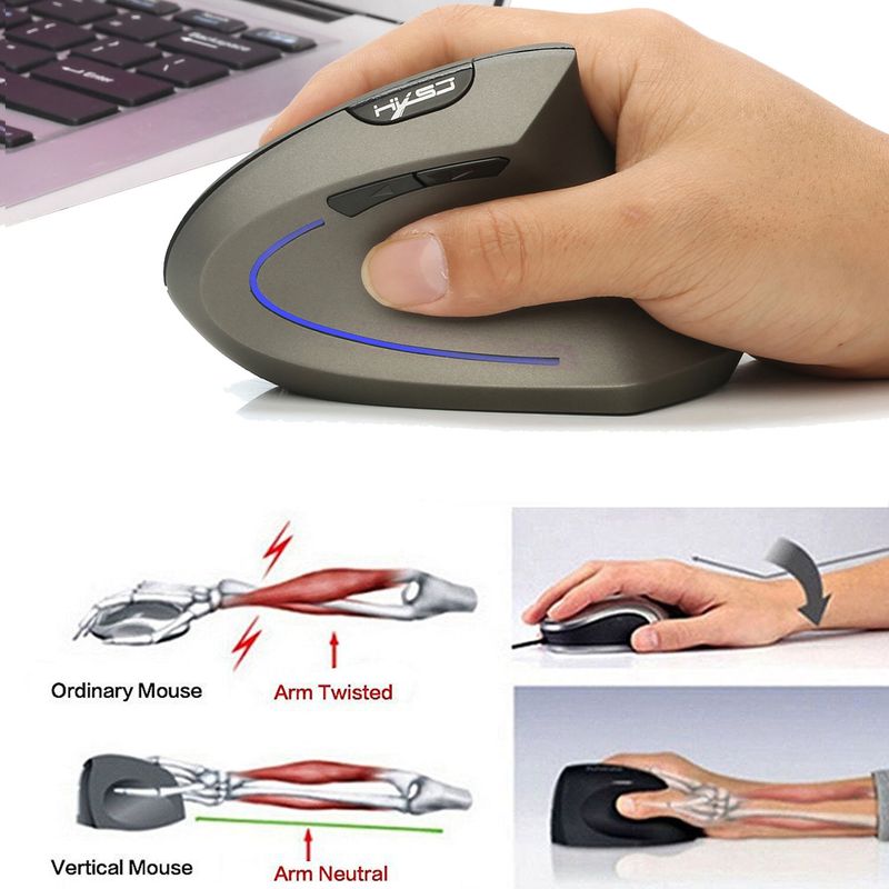 HXSJ 2.4GHz Vertical Wireless Mouse MOUSE Ergonomic 2400DPI Suitable for Office Design_voghion.com