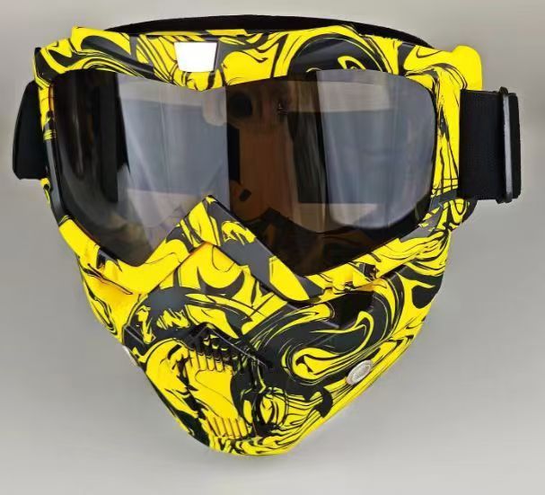 Harley Riding Water Transfer Pattern Halloween Skull Mask Detachable Windproof Sand Helmet_voghion.com