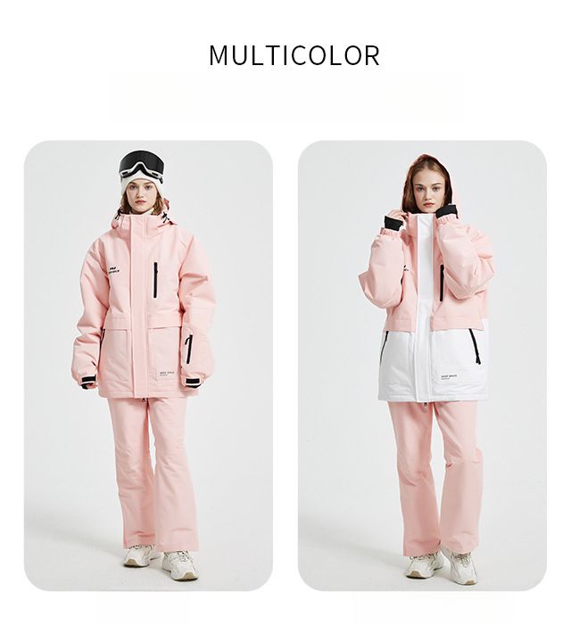 23 Korean Style Suit Set Unisex Windproof Waterproof Warm Couple Jacket Snowboard Ski Pants_voghion.com