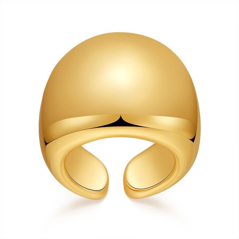 Heavy metal color preserving love ring copper plated with K real gold stacking fashion irregular texture retro ring_voghion.com