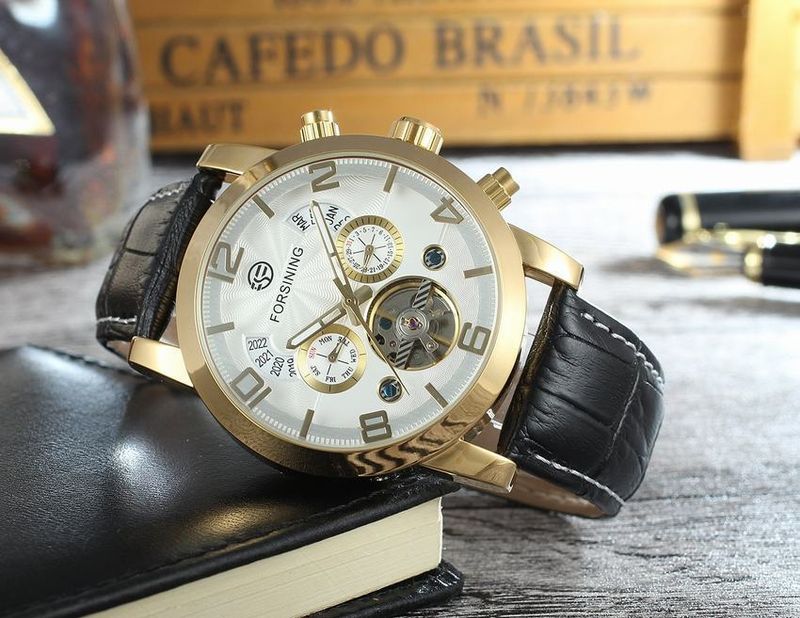 Orologio automatico di lusso da uomo con tourbillon e quadrante grande, cinturino in vera pelle, fibbia in acciaio inossidabile, vetro minerale, orologio casual alla moda_voghion.com