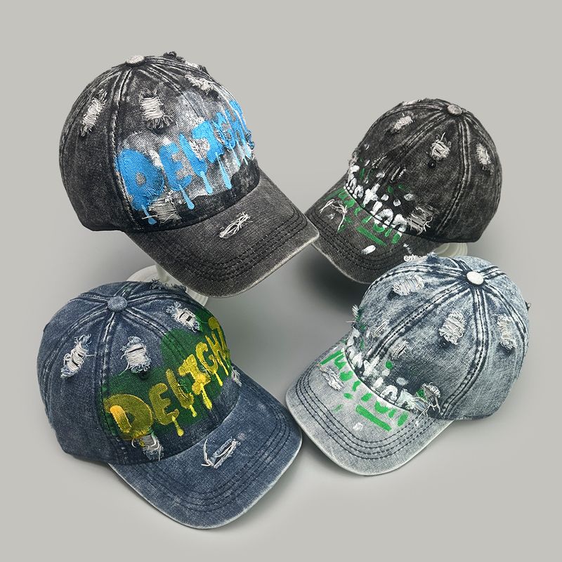 Cappellino da baseball Urban Graffiti con scritta invecchiata – Cappello da sole unisex regolabile per uomo e donna – Snapback in cotone a tesa larga retrò_voghion.com
