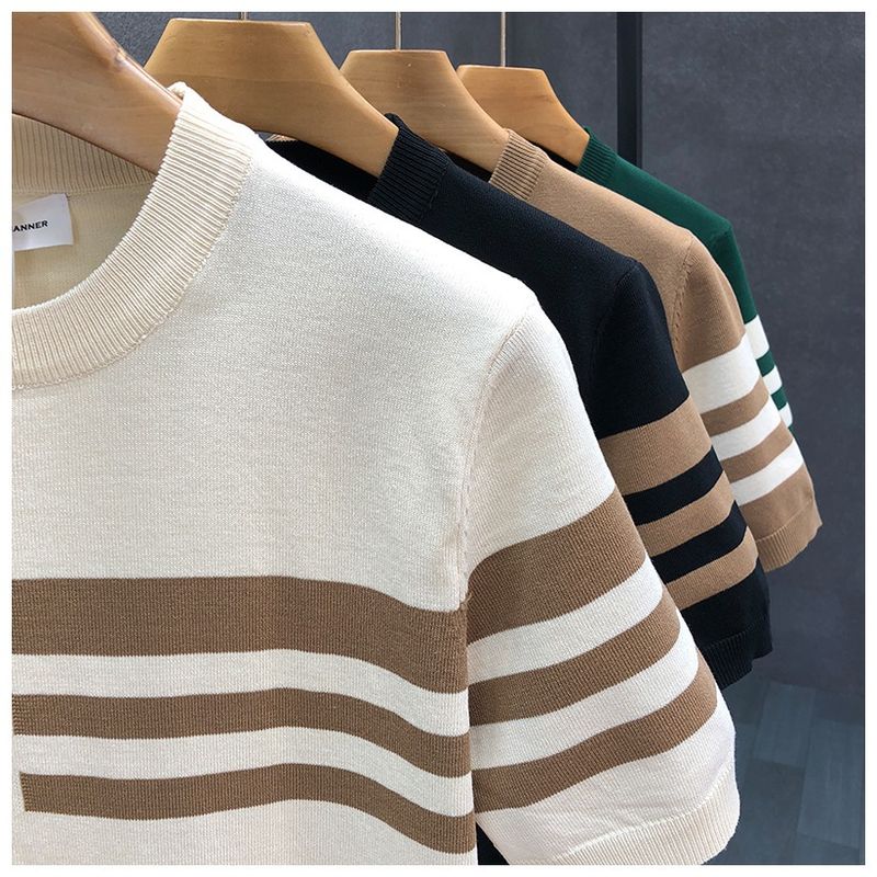 Maglietta a maniche corte con scollo rotondo di alta qualità da uomo, maglione da uomo, estate 2025, nuovo maglione da uomo a maniche corte, semplice e versatile, tendenza_voghion.com