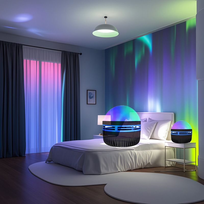 5V Projektor LED z rozgwieżdżonym niebem i zorzą polarną, nocna atmosfera, magiczna kula świetlna, lampa nocna z falami wodnymi_voghion.com