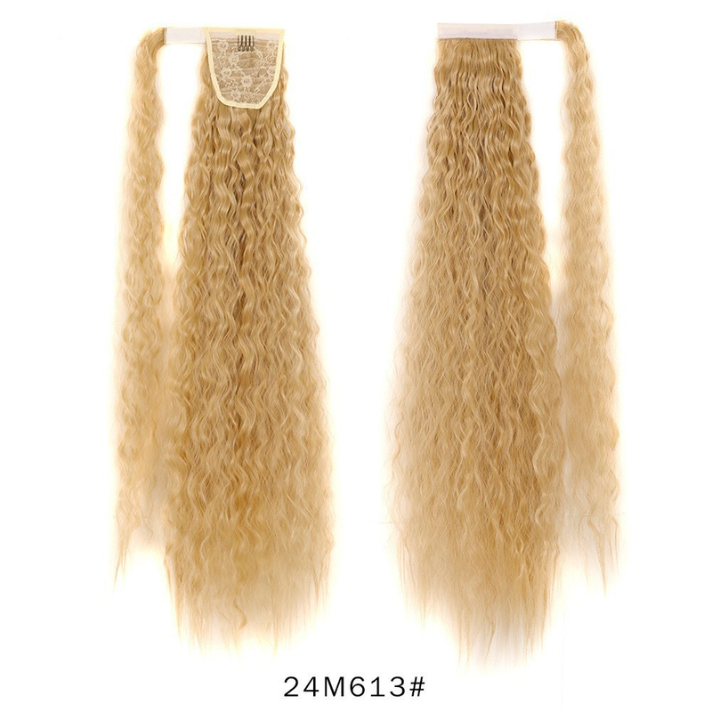 Perruque femme style Velcro perm de maïs moelleux cheveux longs bouclés queue de cheval haute et basse perruque naturelle à haute température en soie ondulée à l'eau_voghion.com