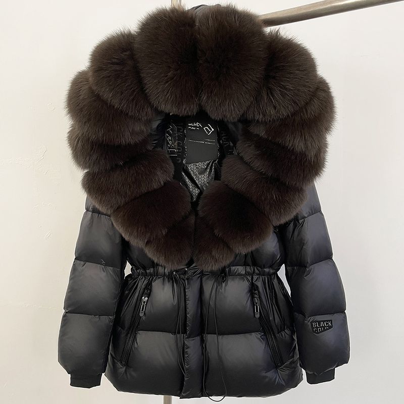 Women's Clothing Luxury Winter Women's Goose Down Coat With Fox Fur Trim Hooded Long Parka Jacket - Detachable Faux Fur Collar, Windproof & Warm_voghion.com