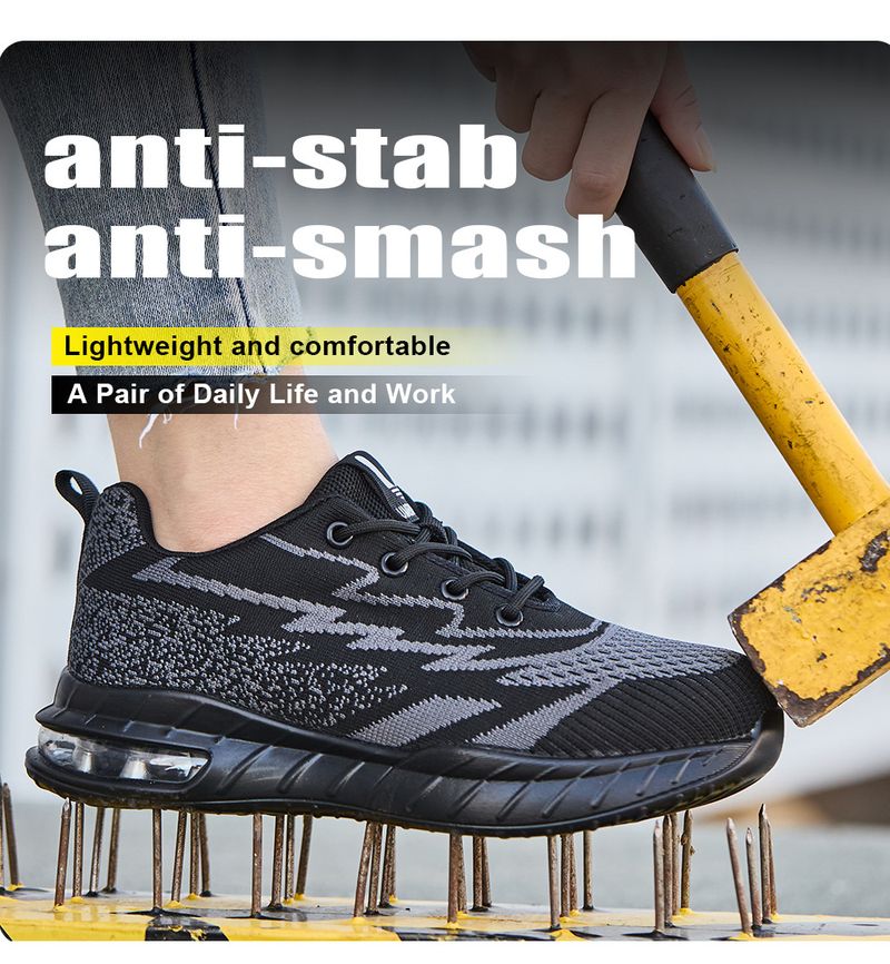 Scarpe antinfortunistiche leggere da lavoro, da donna, con punta in acciaio, anti-perforazione e anti-sfondamento, per cantieri edili._voghion.com
