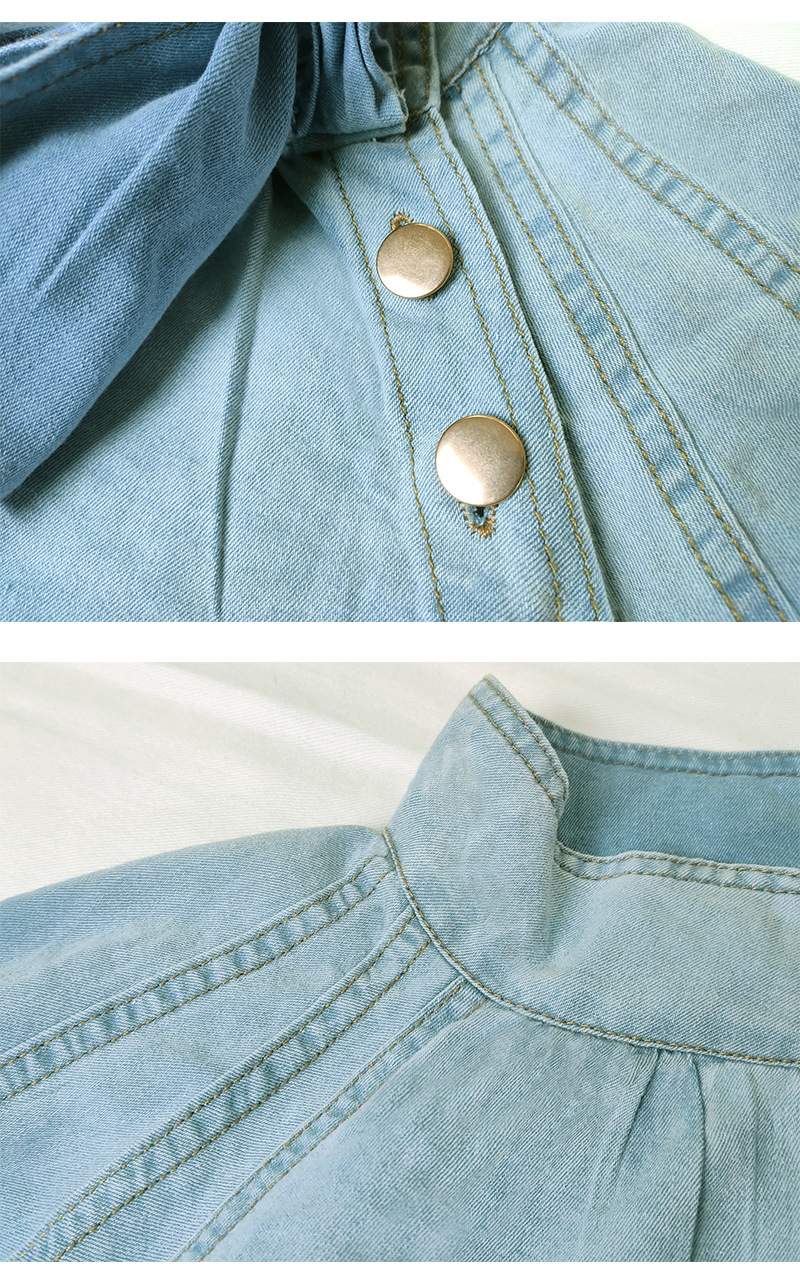 Damenbekleidung Fabrikdirektverkauf Damenbekleidung lockeres Jeans-Kurzoberteil mit Puffärmeln 2023 Sommerpullover mit halblangen Ärmeln für Damen_voghion.com