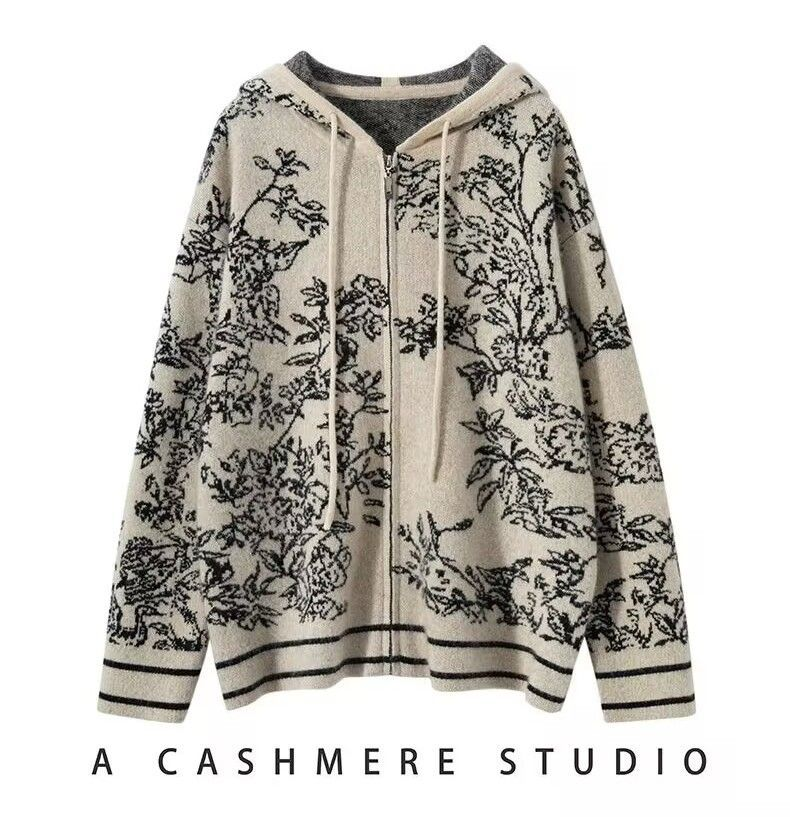 Kadınlar için kadın moda örme takım elbise kapüşonlu kazak geniş bacak pantolon iki parçalı set modaya uygun_voghion.com