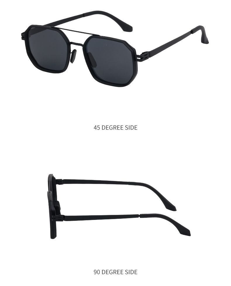 Retro Screwless Polarized Sunglasses Men's Square Frame Sunglasses Men Sunglasses_voghion.com