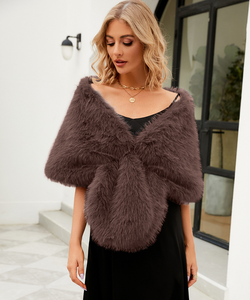 Vêtements pour femmes automne et hiver nouveau style imitation fourrure de renard grand châle écharpe multicolore écharpe robe de mariée châle_voghion.com