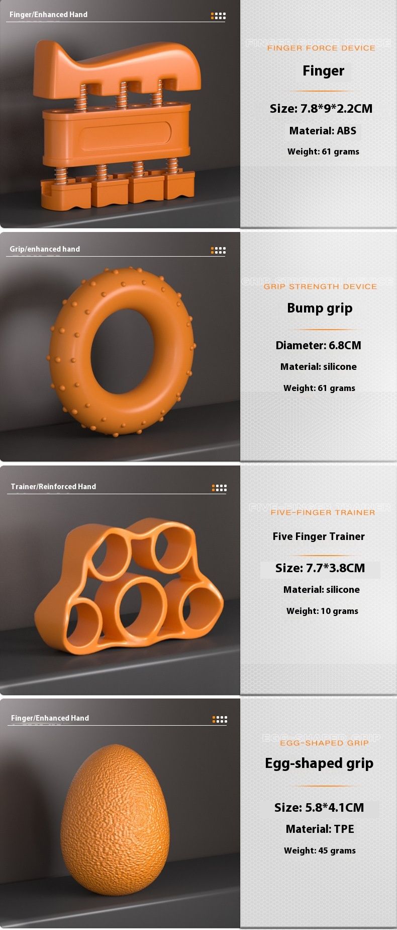 Adjustable Counting Five Piece Device Grip Strength Circle Egg Ball Finger Trainer Straight Hair_voghion.com