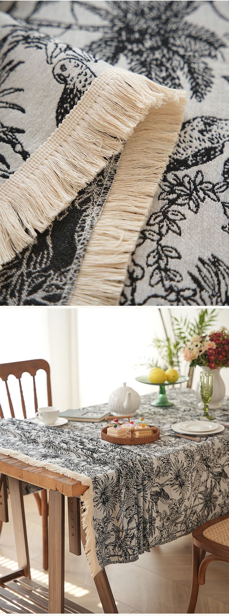 Mantel geométrico retro, de poliéster antideslizante y resistente al calor, ideal para mesas de comedor y de centro con un toque bohemio chic (varios tamaños y estilos)._voghion.com