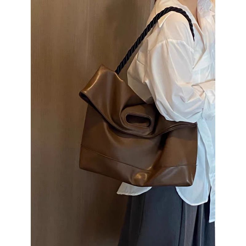 Borsa a tracolla autunnale di grande capacità per donna, design di nicchia, morbida pelle, tracolla per studenti e pendolari_voghion.com