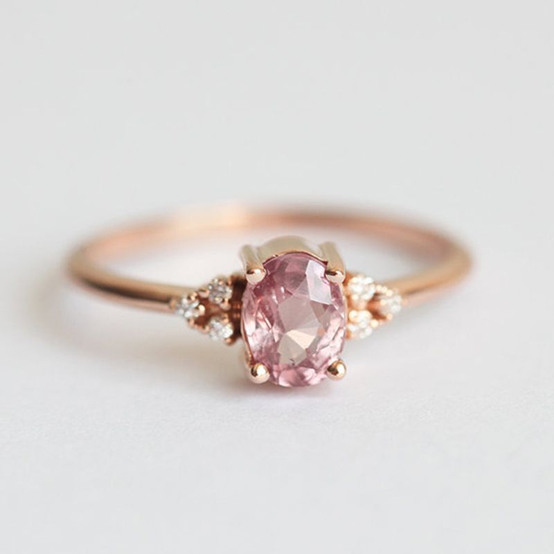Hot sales Princess Huitan Ring and Pink Cube AAA Zirconium Engagement_voghion.com