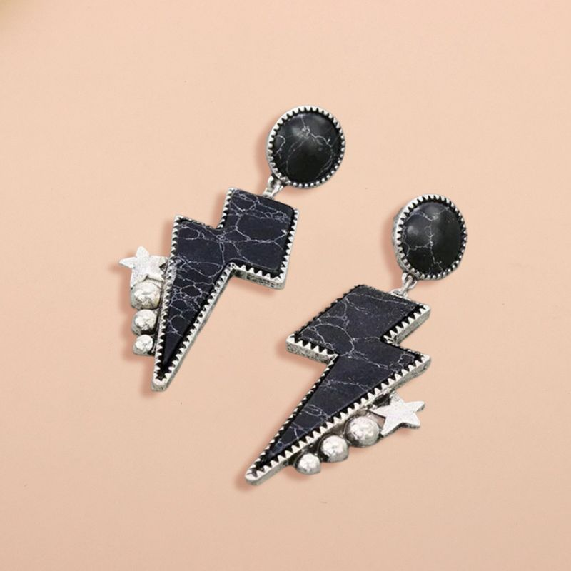 1 Pair Stud Ethnic Style Exaggerated Ear Ornament Bright Luster Women Five-pointed Star Earrings Clothing Accessories_voghion.com
