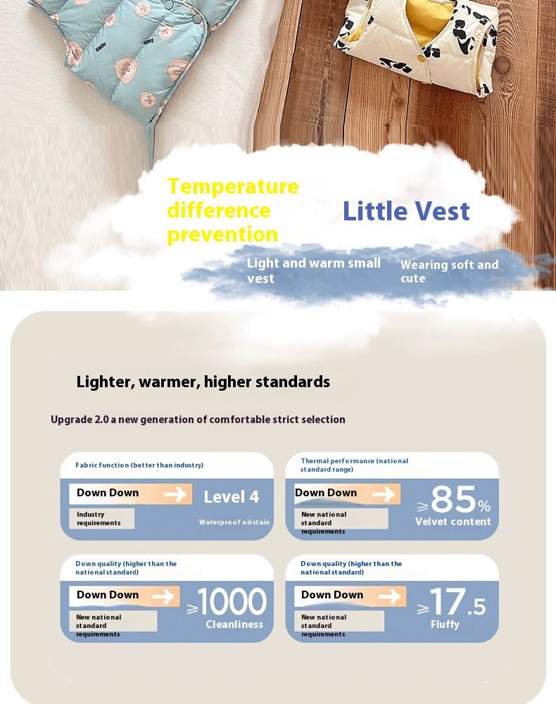 Baby Vest 90 White Duck Down Children's Light Thin Tank Top Outer Clothes for Boys Girls Autumn and Winter Camry_voghion.com