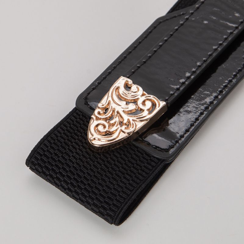 Cintura larga elastica regolabile con fibbia doppia, versatile, per le donne_voghion.com