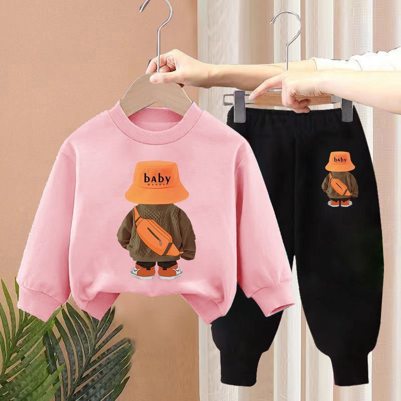 Conjunto deportivo informal de dos piezas para niño: sudadera de algodón cómoda con capucha y pantalón deportivo para primavera y otoño (de 3 a 8 años, varios colores)_voghion.com