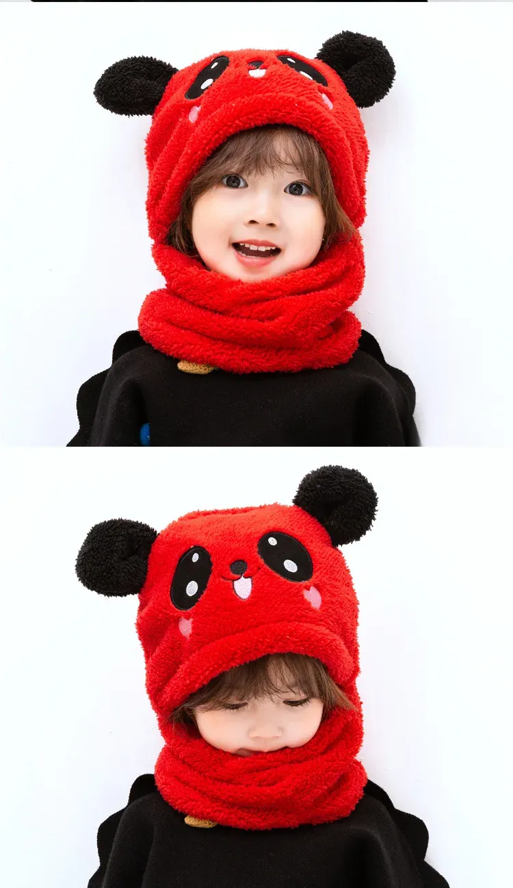 Cappello invernale per bambini con sciarpa e berretto spessi per bambini, per neonati, in pile, da 1 a 18 anni_voghion.com