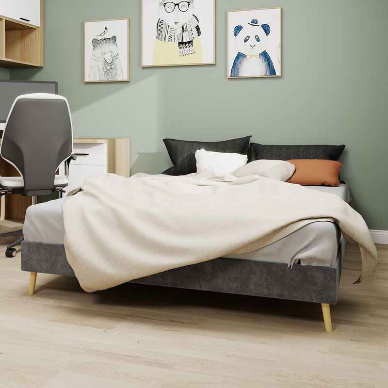 Modernes Bettgestell 160x200cm, Grigio, Veloursstoff, Design a basso profilo_voghion.com
