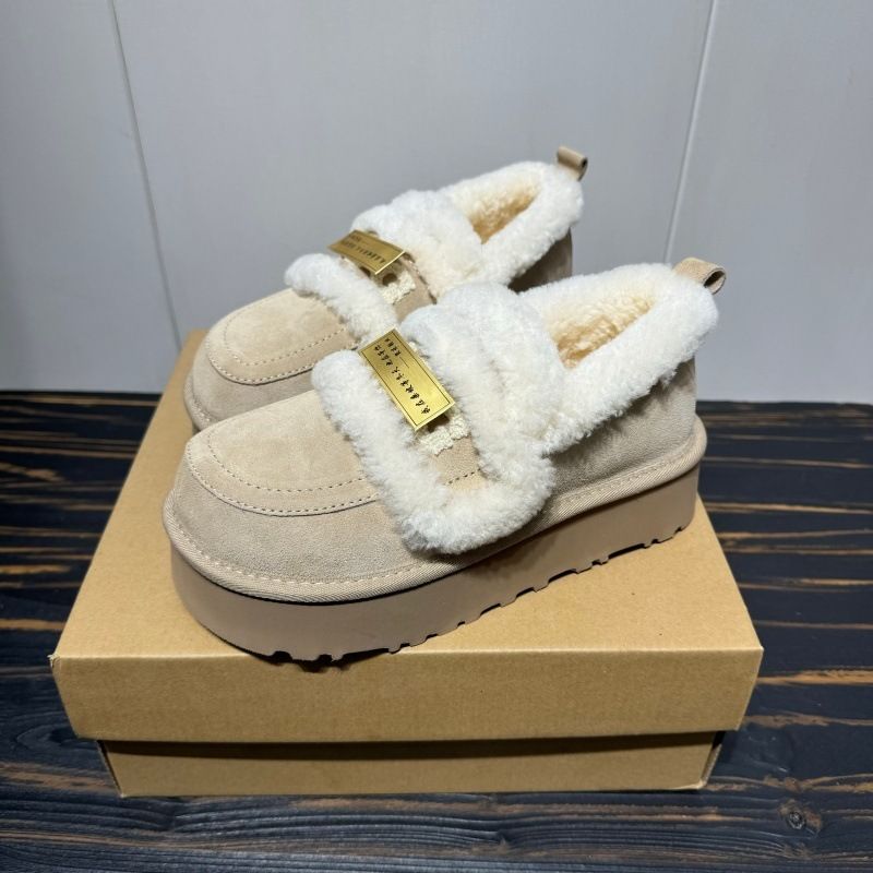 SF Express versandkostenfrei Dicke Sohle, Frottee-bestickte Schuhe, Winter 2025, Neuer Stil, Sangpo-Schafsfell, integriert, verdickt_voghion.com