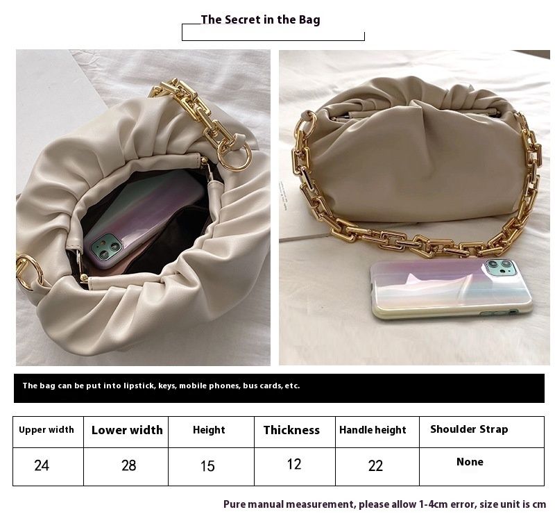 2024 New Cloud Women's Korean Edition Casual Simple Fashion Shoulder Bag Chained Handbag_voghion.com