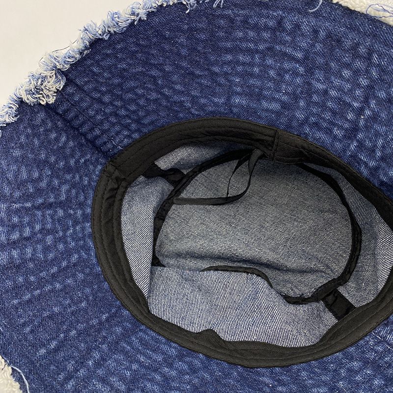 Damenhüte Frühling und Sommer New Denim Old Edge Kurze Krempe Fischerhut Sonnenschutz Einfacher Beckenhut Paar Eimerhut Weiblich_voghion.com