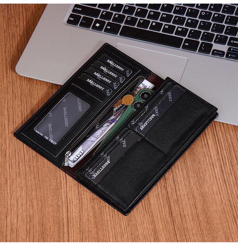 BAELLERRY New Men's Long Wallet European And American Business Style Multiple Card Slots RFID Theft Protection Made With Soft Leather Material_voghion.com