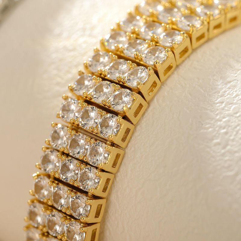 Braccialetti da donna con tre file di zirconi intarsiati in rame da 4 mm, catena da tennis_voghion.com