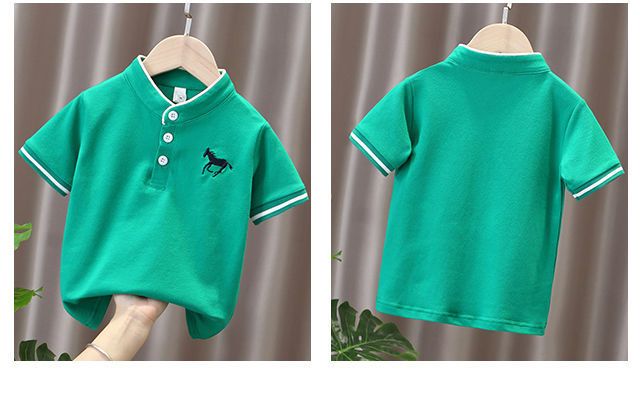 Mother&Kids Stand collar embroidered horse Polo stand collar loose knitting trend_voghion.com