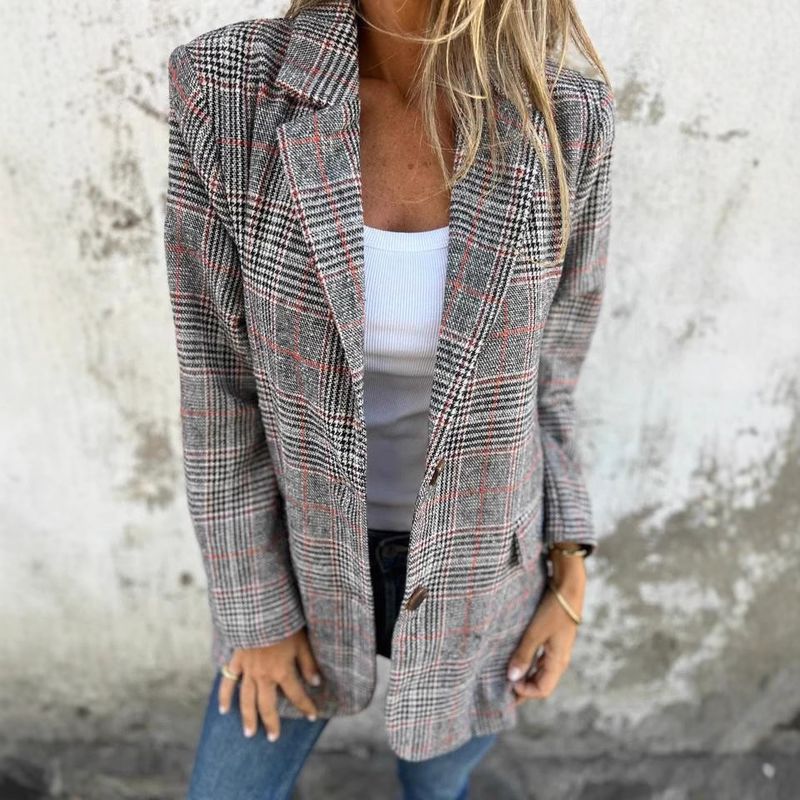 2025s 2025 Autumn/winter Cardigan Jacket For Women, Casual And Fashionable, With A Houndstooth Lapel Suit_voghion.com