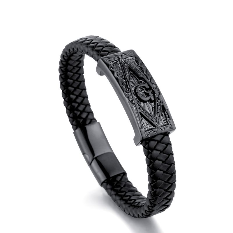 New Men's Trend Cool Leather G Bracelet Accessories Stylish Simple Temperament Wrapped Hand Rope Commuter Vacation Daily_voghion.com