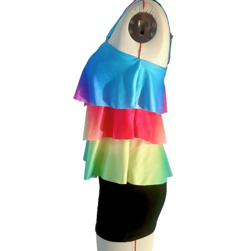 Maiô comercial de roupas femininas com babados, maiô conservador, cueca boxer, maiô tankini, tamanho grande, cor gradiente_voghion.com