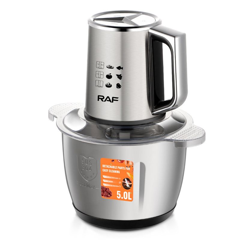 Hachoir électrique 2 en 1 RAF, grande capacité de 5 L, pour la viande et l'ail, moteur puissant pour la préparation des aliments, norme européenne._voghion.com