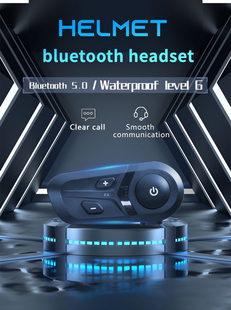 Wielofunkcyjny zestaw słuchawkowy Bluetooth do kasku motocyklowego w wersji 5.0, o czystej jakości dźwięku i długim czasie czuwania Bluetooth_voghion.com