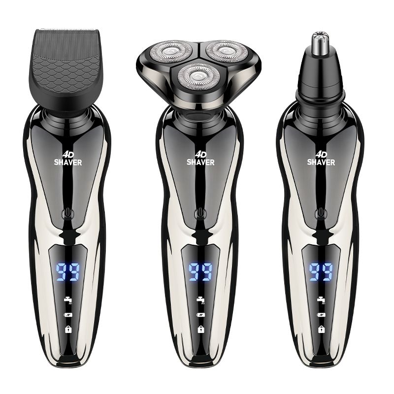 Dual Tech-Rasierer mit Digitalanzeige und Multifunktionsrasierer, 3-in-1-Elektro-Bartmesser, mit Wasser auswaschbare Nasenhaare_voghion.com