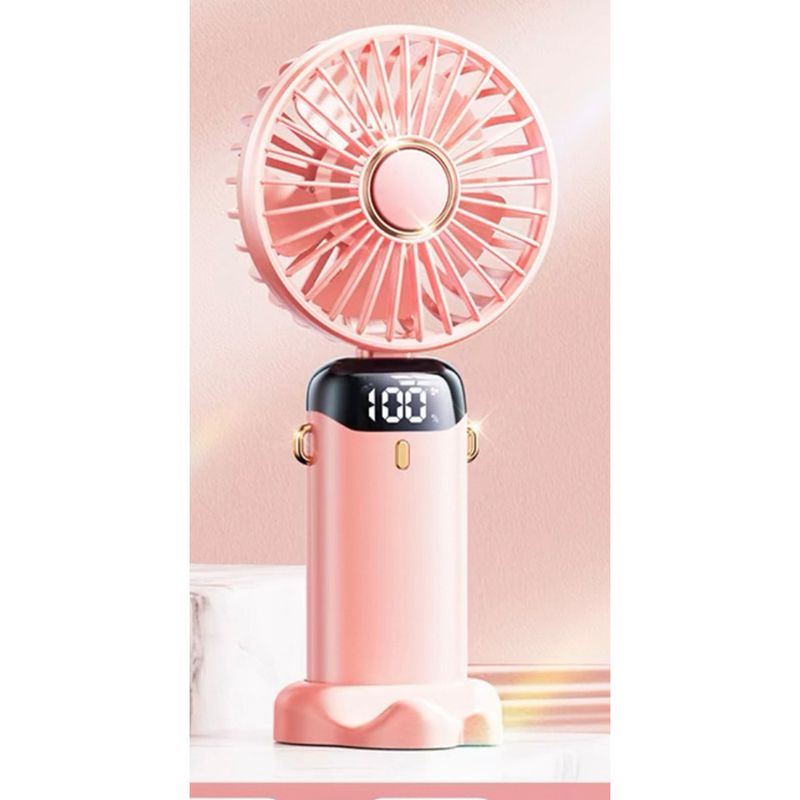 N15 Handheld USB Mini Portable Foldable Rechargeable Neck Hanging Digital Display Desktop Small Electric Fan_voghion.com