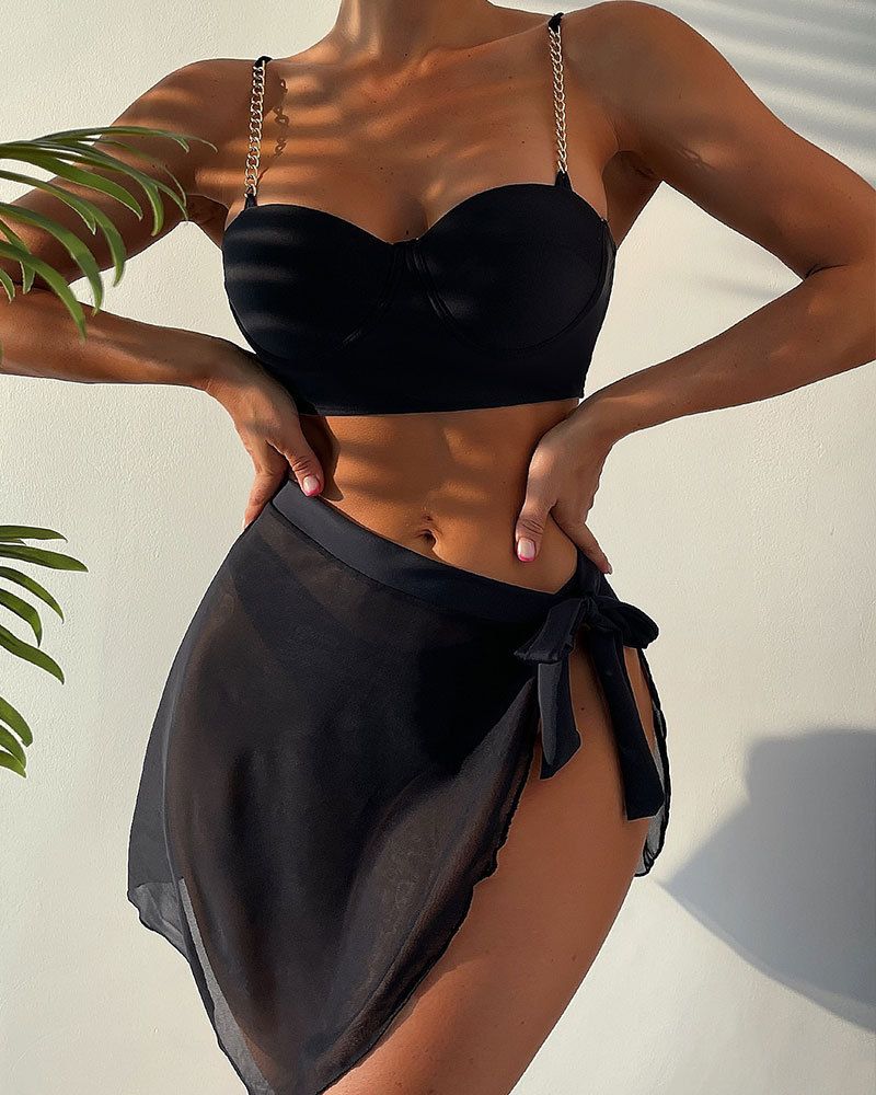 2023 neue Kette Sling badeanzug Frauen Sexy Solide Tasse Bikini Net Rot Drei Stück Set_voghion.com