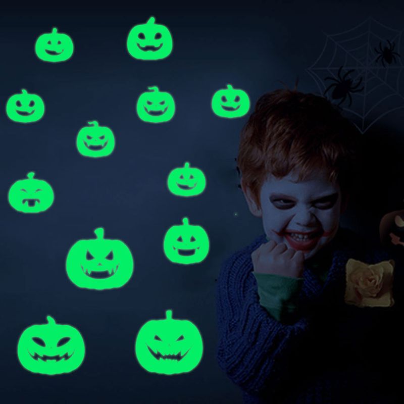 Glow In The Dark Halloween Stickers - Self-Adhesive PVC Wall Decals For Spooky Home Decor, Party Scenes & Nighttime Fun (Multiple Designs)_voghion.com