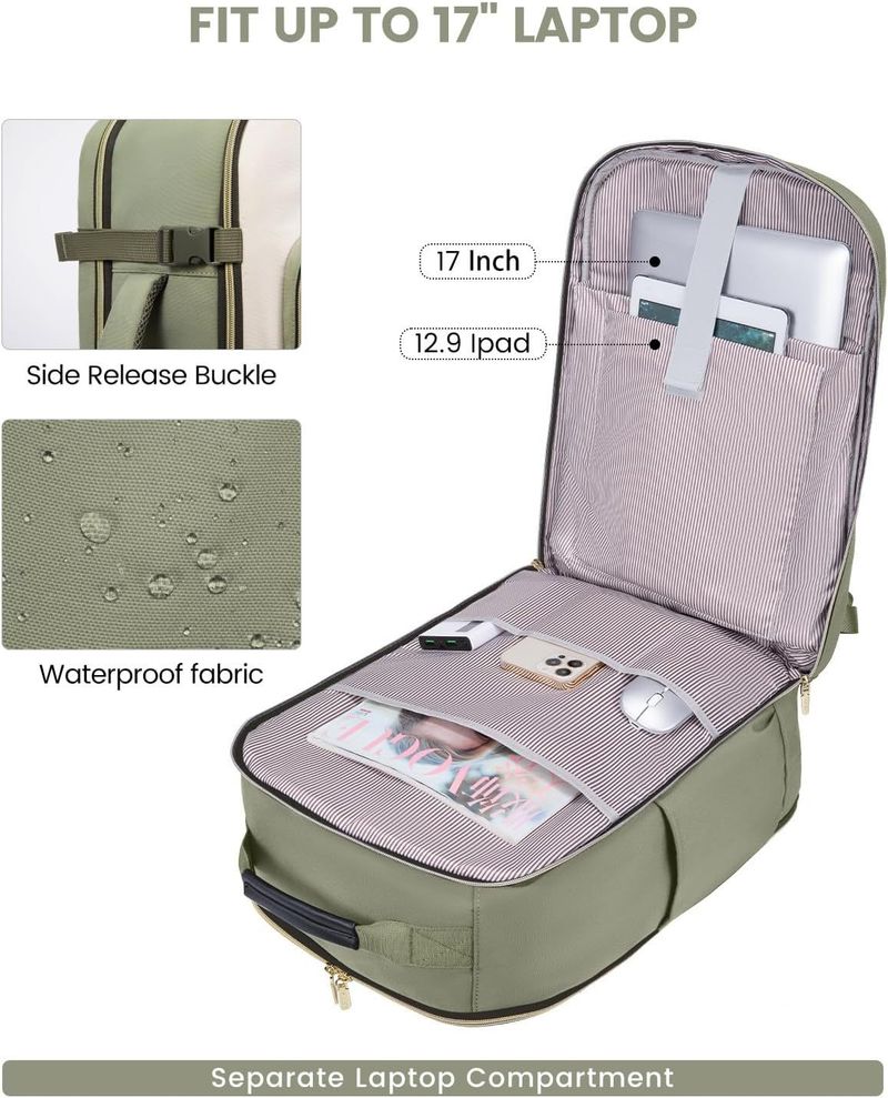 Mochila de viagem de grande capacidade Happypeople - Mochila unissex leve e durável em tecido Oxford com compartimento para laptop (16 polegadas), várias cores_voghion.com