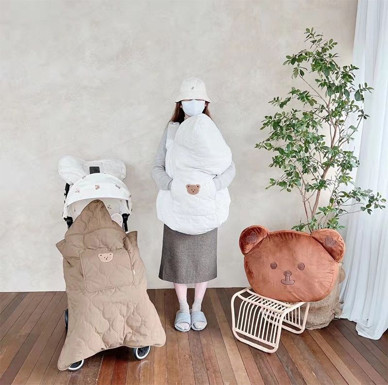 Coperta per passeggino, orso dei cartoni animati, mantello con cappuccio, mantello, fascia per neonati, antivento, trapunta per dormire_voghion.com